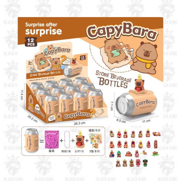Lata sorpresa Capybara 3 cartas y 1 muñeco / C-3711