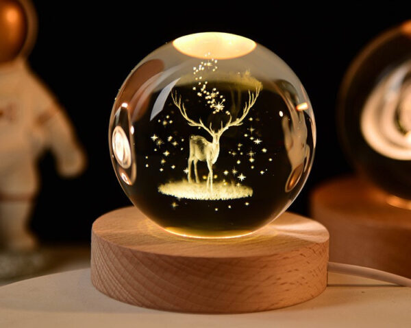 Esfera cristal 3D Ciervo luz calida 6cm / MLPA-5446