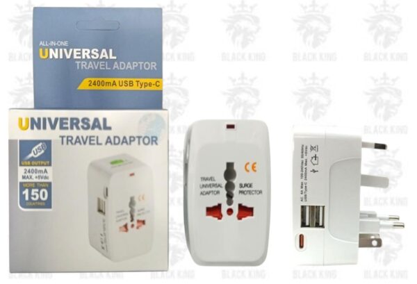 Adaptador universal viajero con 2 puertos USB y 1 puerto Tipo C / 931E