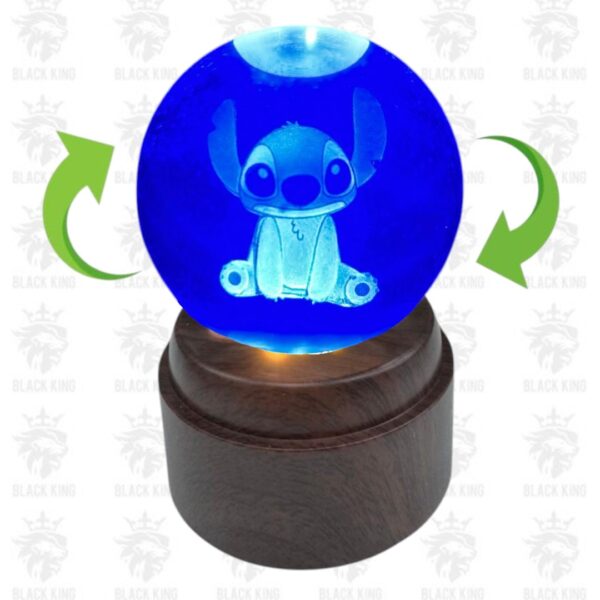 Esfera cristal 3D Stitch sentado 8cm giratoria / BK-811